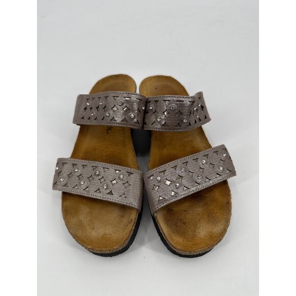NAOT Susan metallic Leather Slides Size 37/ US 6 EUC - Picture 2 of 7